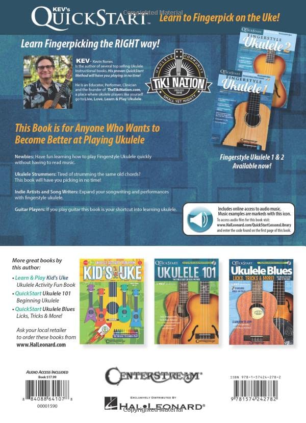 Kev's QuickStart for Fingerstyle Ukulele 1 - Book with Online Audio and Video by Kevin Rones