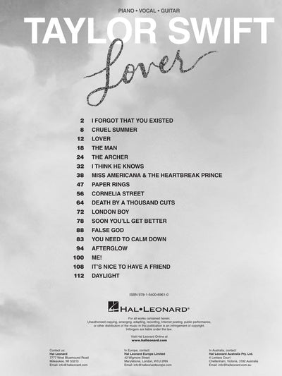 Taylor Swift - Lover  Easy Taylor Swift Piano Music Book  18 Hits by the Greatest Pop Artist - Songbook with Sheet Music for Piano