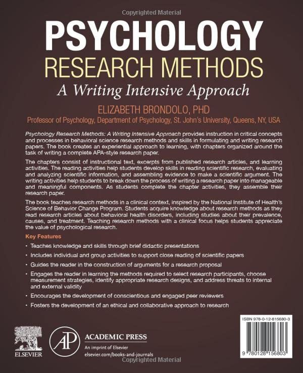 Psychology Research Methods: A Writing Intensive Approach