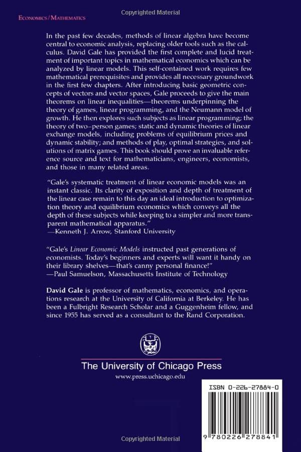 The Theory of Linear Economic Models