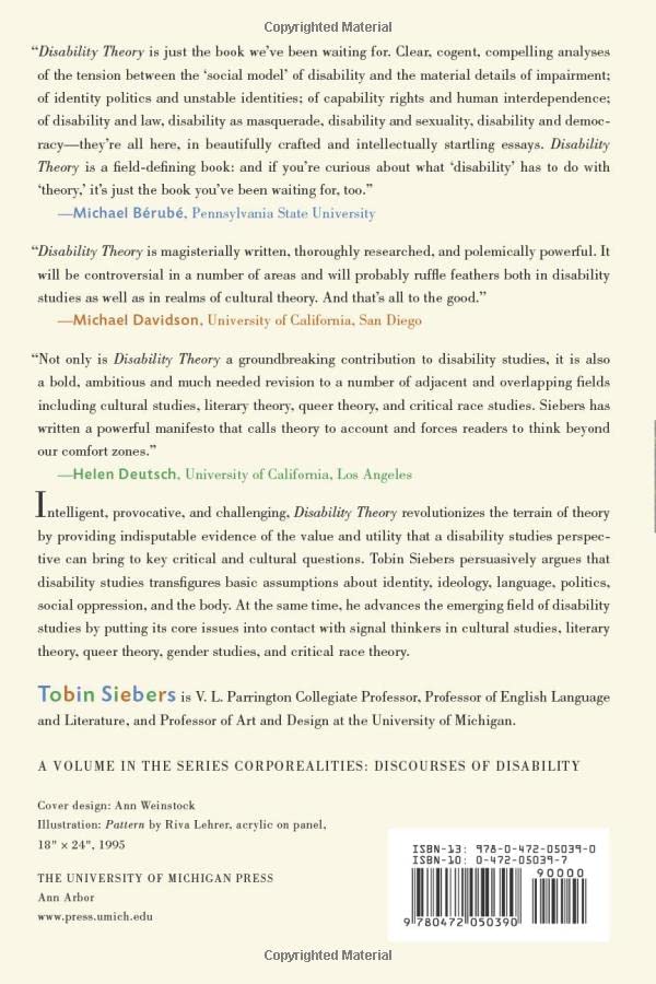 Disability Theory (Corporealities: Discourses Of Disability)
