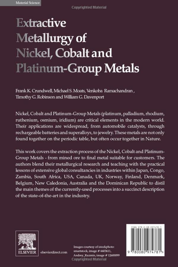 Extractive Metallurgy of Nickel, Cobalt and Platinum Group Metals