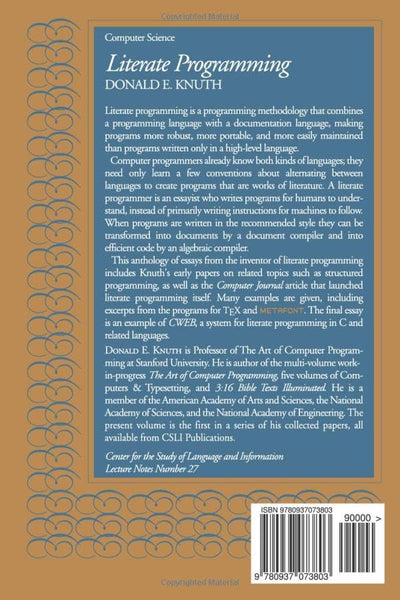 Literate Programming (Lecture Notes) (Volume 27)