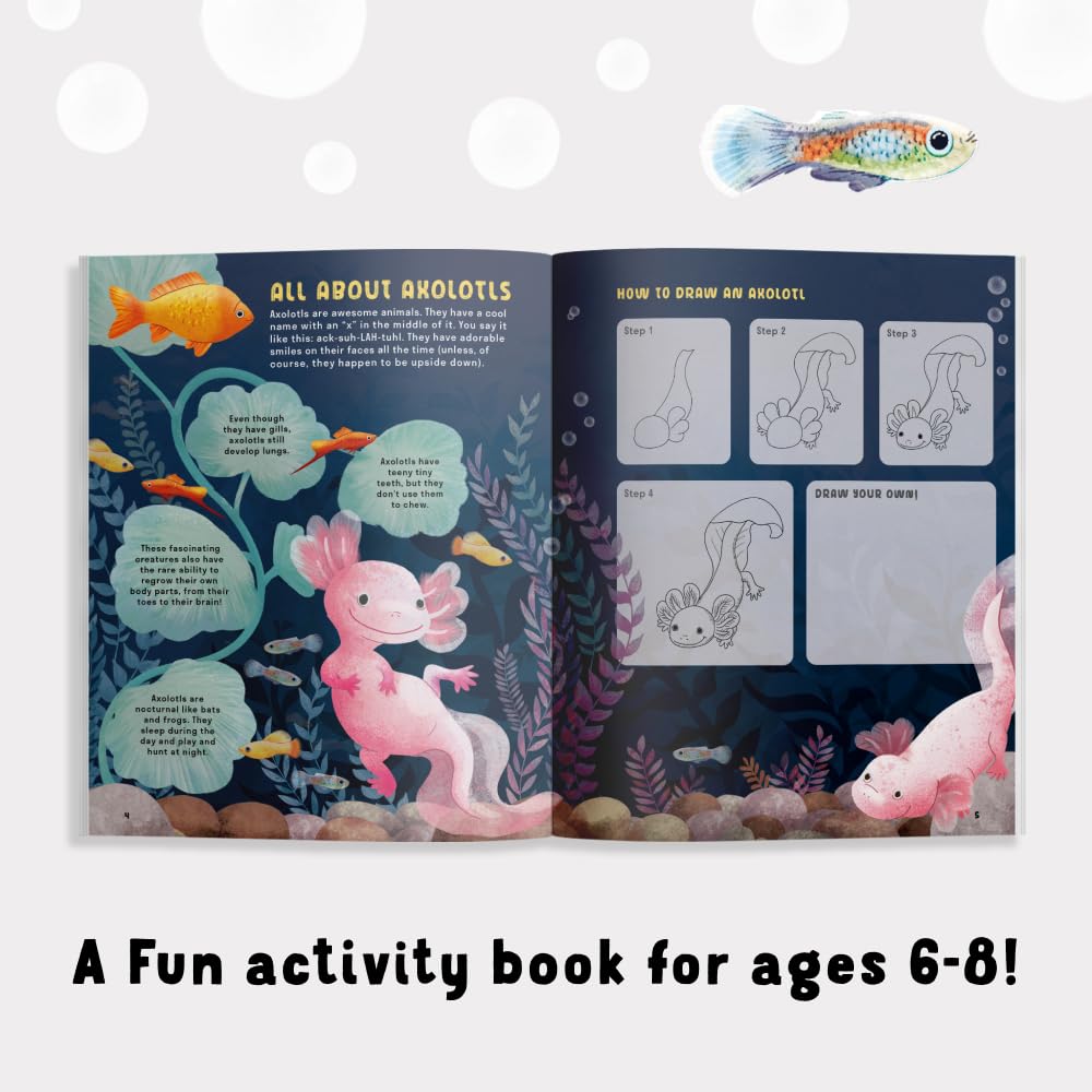 Amazing Axolotls: An Activity Book for Kids with Coloring, Mazes, Crosswords, and More