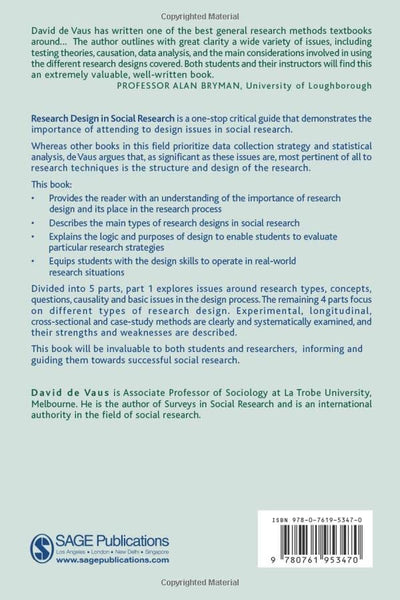 Research Design in Social Research by De, Vaus David