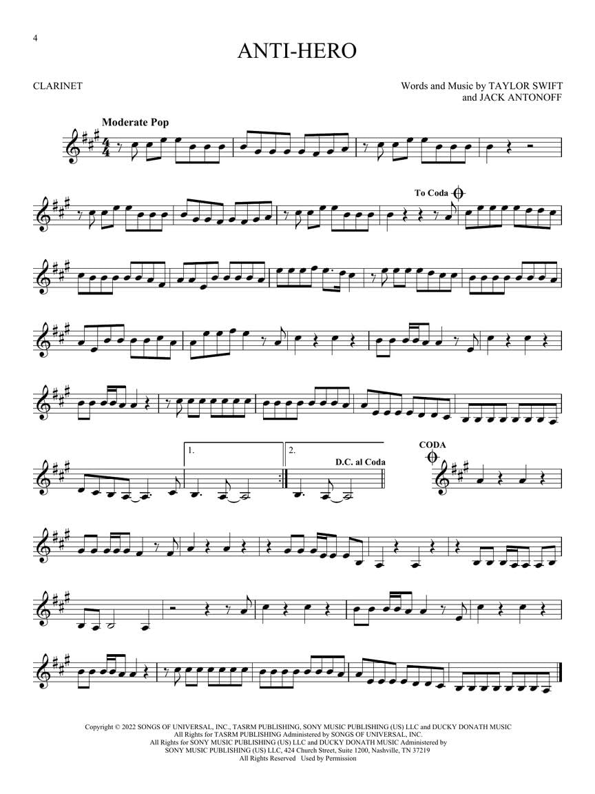 Taylor Swift: for Clarinet