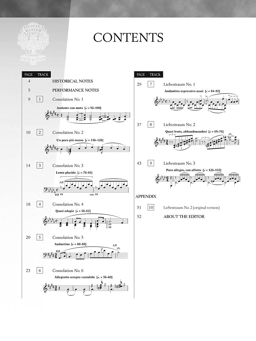 Consolations And Liebestrame: For Piano (Book & CD) (Hal Leonard Piano Library)
