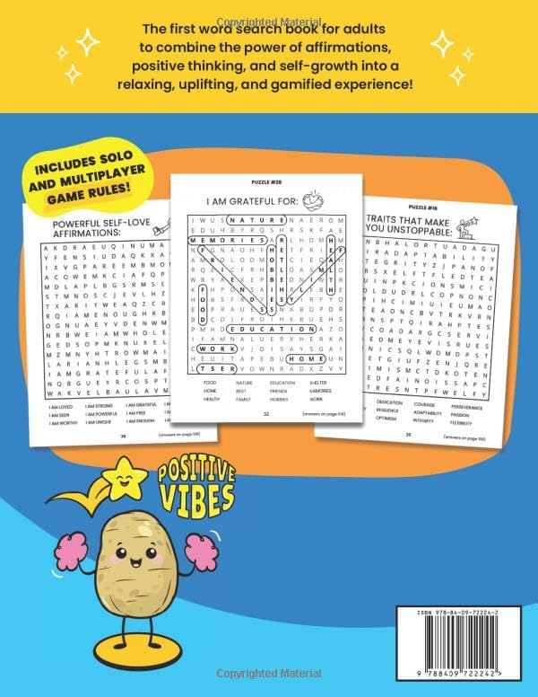 The Uplifting Word Search Puzzle Book for Adults, Teens & Seniors: 100 Large Print Puzzles for Positivity, Self-Love & Personal Growth