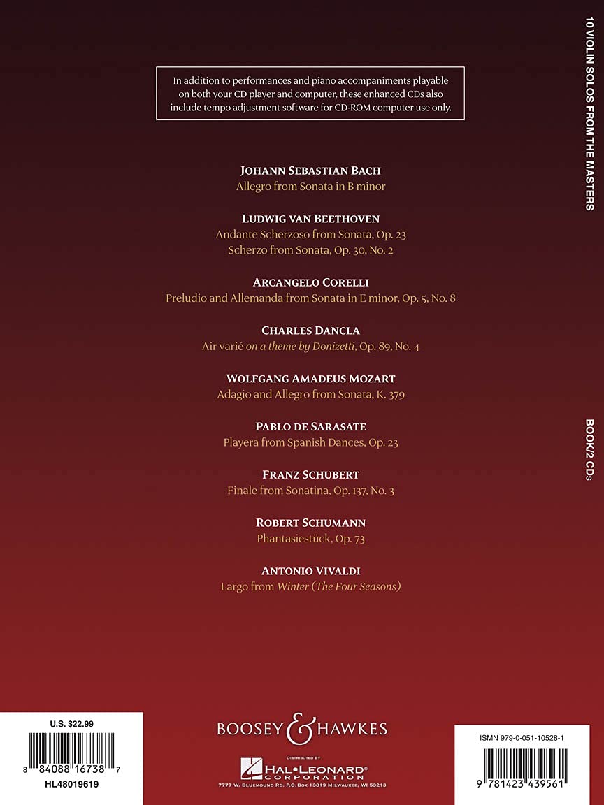 10 Violin Solos from the Masters: Violin and Piano With two CDs of performances and accompaniments Book/2-CD Pack