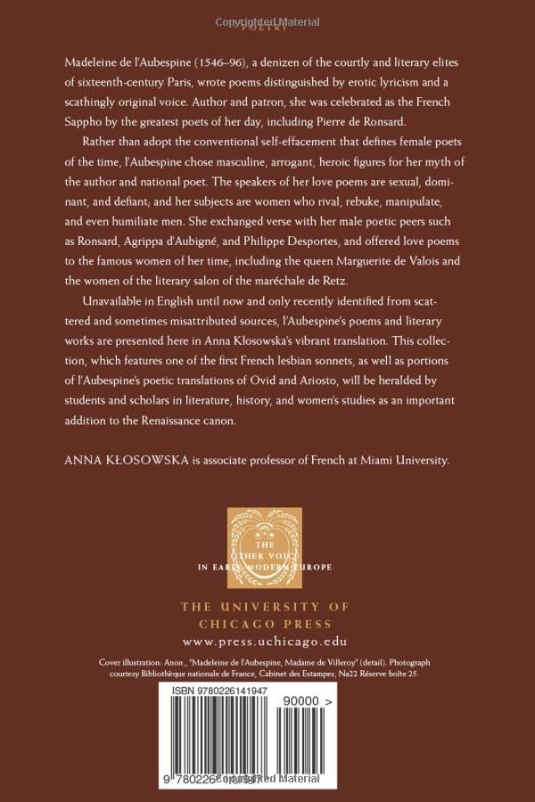 Selected Poems and Translations: A Bilingual Edition (The Other Voice in Early Modern Europe)