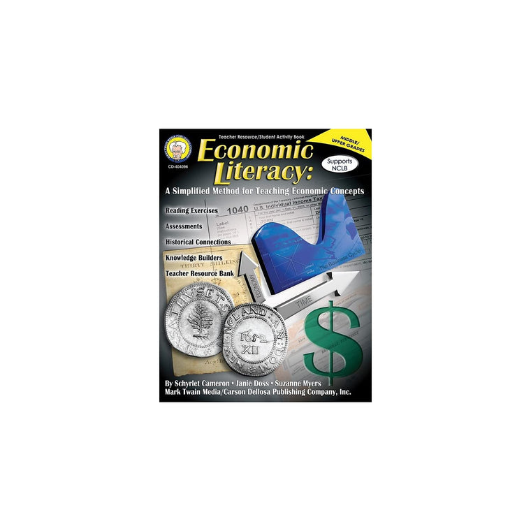 Mark Twain Economics Workbook, Grades 6-12 Financial Literacy Books, Money Management, Economy, and Taxes With Math Practice, Classroom or Homeschool Curriculum