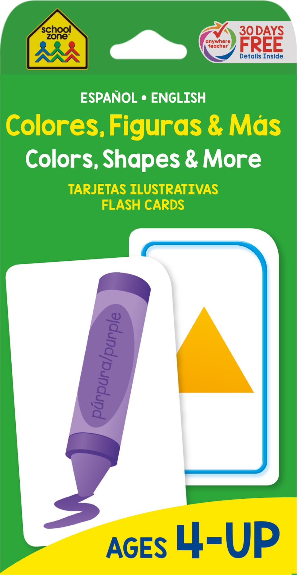 School Zone - Bilingual Colors, Shapes & More Flash Cards - Ages 4+, Preschool to Kindergarten, ESL, Language Immersion, Numbers, and More (Spanish and English Edition) (Spanish Edition)