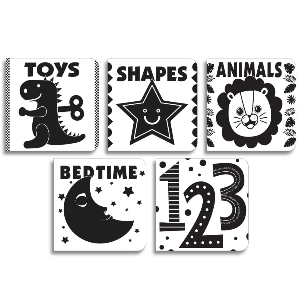 Babys First High-Contrast Books Boxed Set [Box Set of 5] - Age Group: 0+ / Black and White Tummy Time Books /Illustrated Board Book for Kids/Toddlers / (High Contrast Board Books)