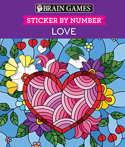 4 Booklet Set - Brain Games - Sticker by Number: Love, Peace, Hope, Faith