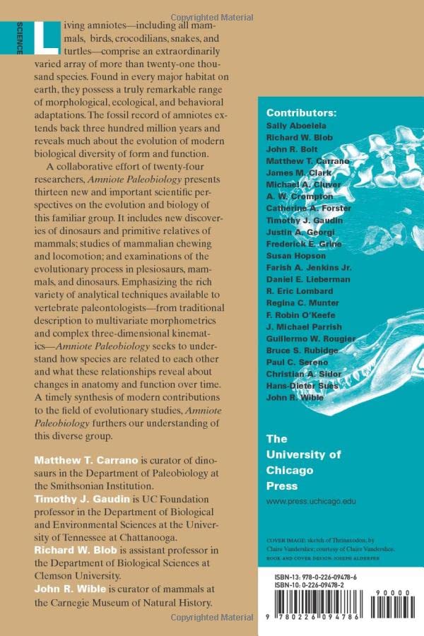 Amniote Paleobiology: Perspectives on the Evolution of Mammals, Birds, and Reptiles