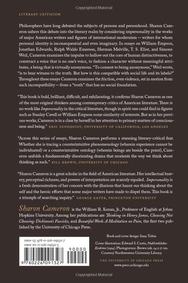 Impersonality: Seven Essays — back cover