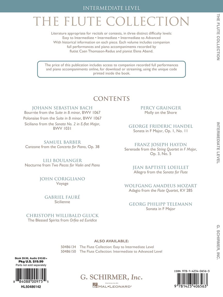 The Flute Collection - Intermediate Level  Flute Solo Sheet Music for Intermediate Players with Piano Accompaniment and Online Audio Access  ... Composers (The Schirmer Instrumental Library)