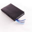 NIV, Thinline Bible, Large Print, Premium Goatskin Leather, Black, Premier Collection, Black Letter, Art Gilded Edges, Comfort Print