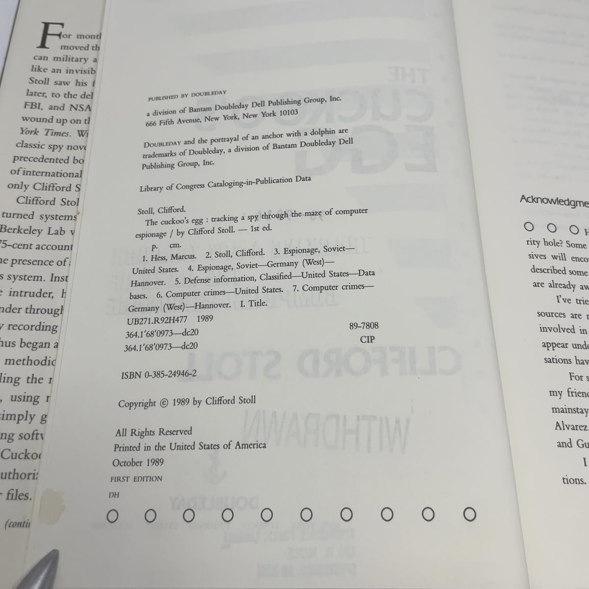 The Cuckoo's Egg: Tracking a Spy Through the Maze of Computer