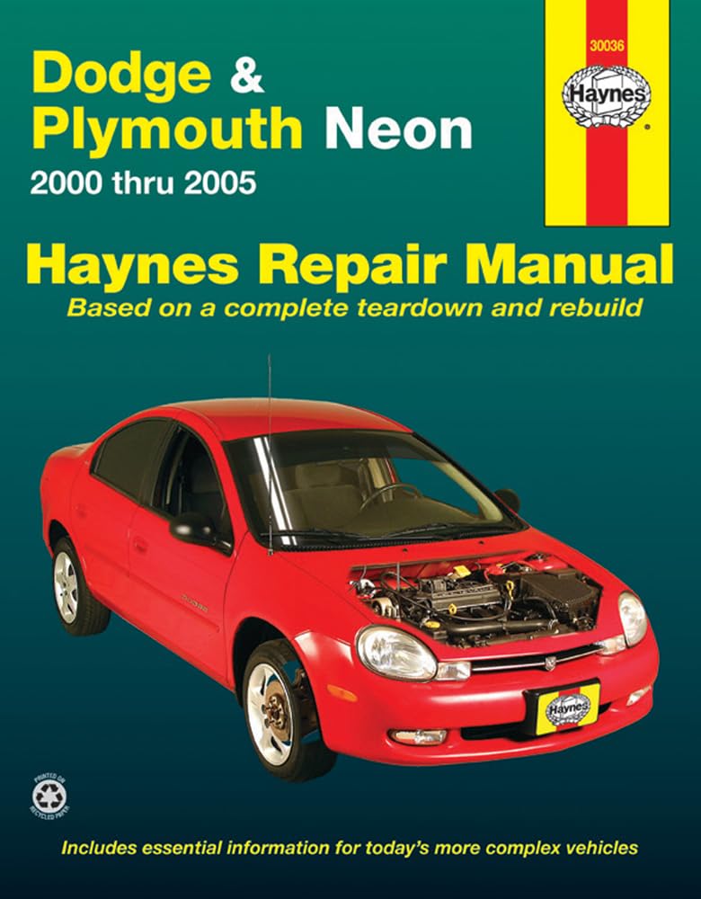 Dodge & Plymouth Neon (00-05) Haynes Repair Manual (Does not include information specific to SRT-4 models. Includes thorough vehicle coverage apart from the specific exclusion noted)
