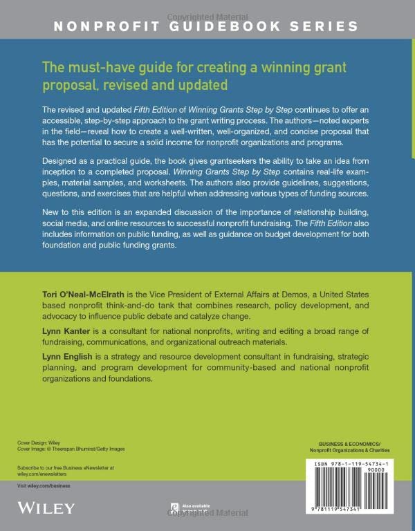 Winning Grants Step by Step: The Complete Workbook for Planning, Developing, and Writing Successful Proposals (The Jossey-Bass Nonprofit Guidebook Series)