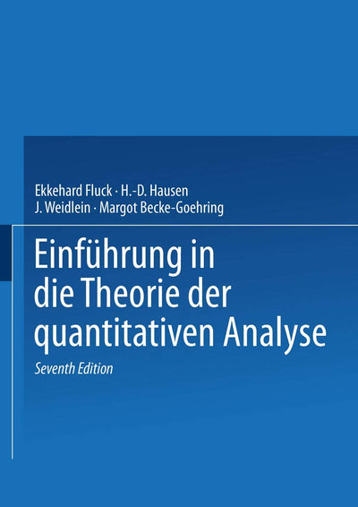 Einfhrung in die Theorie der quantitativen Analyse (German Edition)
