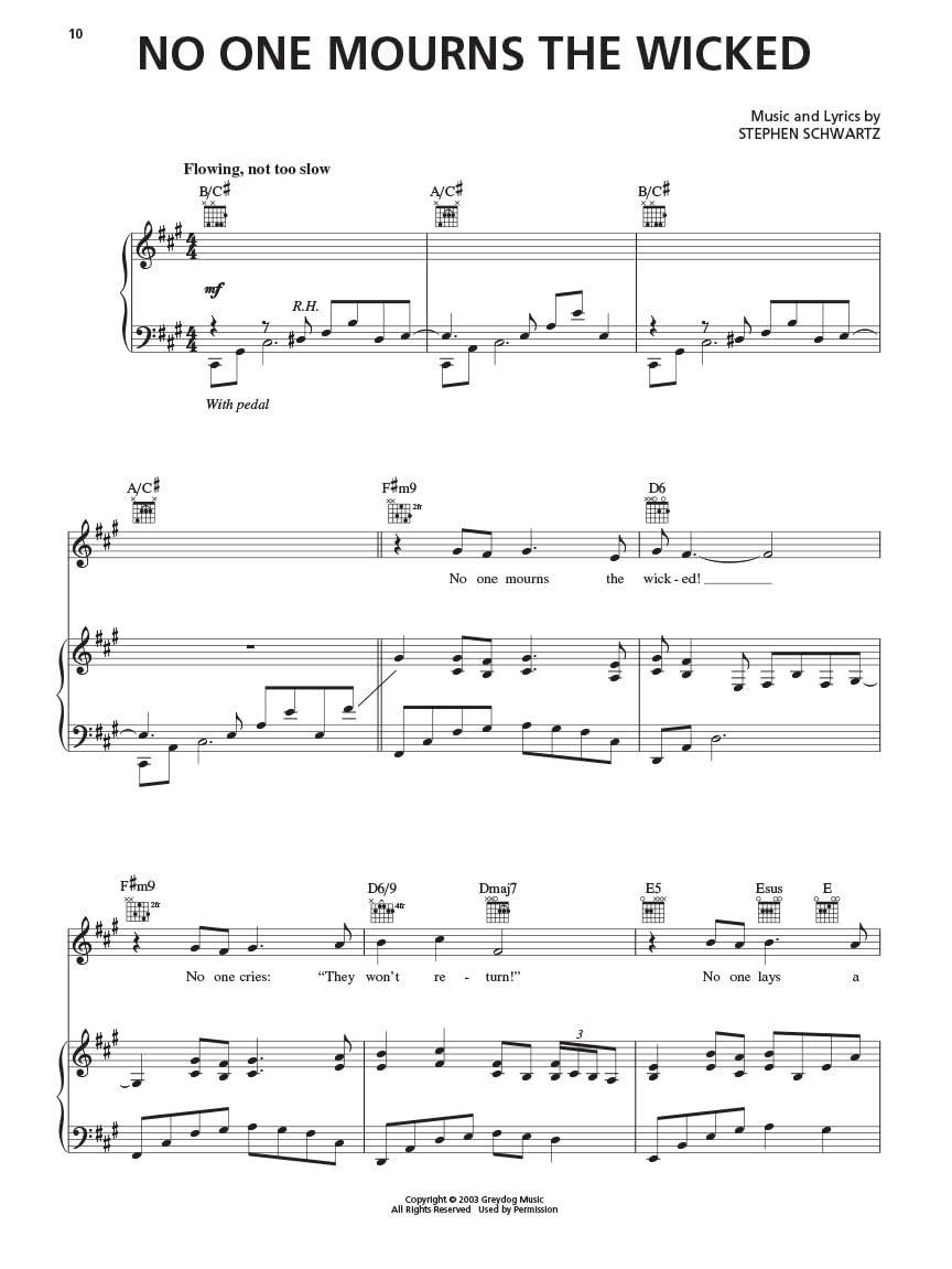 Wicked - Piano/Vocal Arrangement by Stephen Schwartz