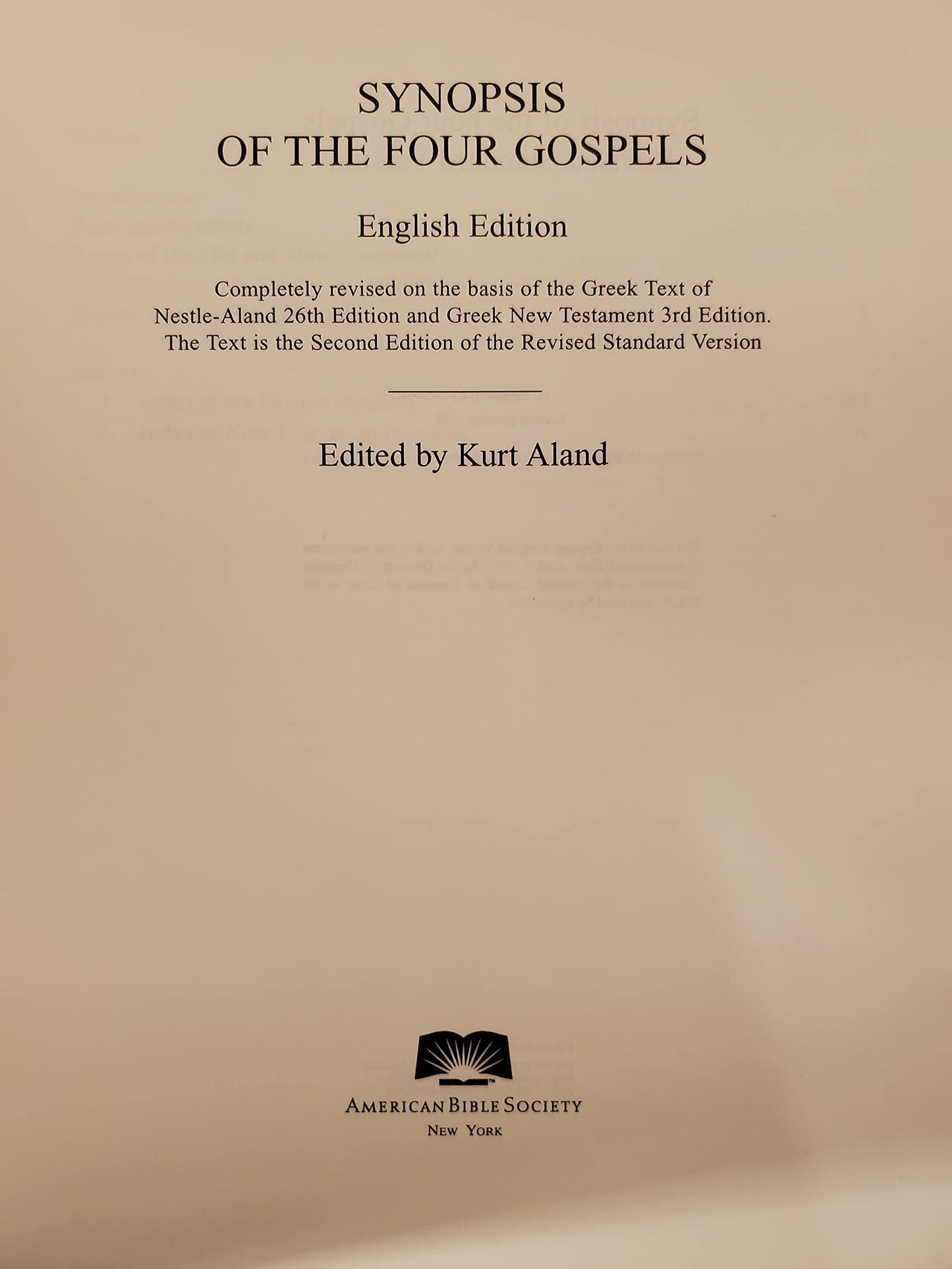 Synopsis of the Four Gospels by Kurt Aland