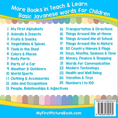My First Javanese Alphabets Picture Book with English Translations: Bilingual Early Learning & Easy Teaching Javanese Books for Kids (Teach & Learn Basic Javanese words for Children)