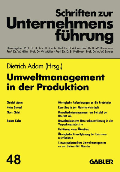 Umweltmanagement in der Produktion (Schriften Zur Unternehmensfuhrung,) (German Edition)