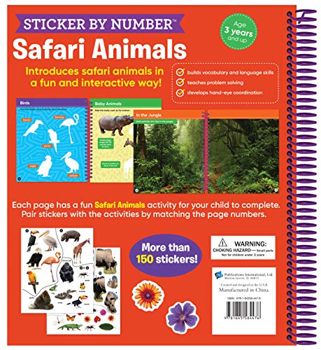 Brain Games - Sticker by Number: Safari Animals (For Kids Ages 3-6): A Kid's Sticker Activity Book With More Than 150 Stickers! (Brain Games - Sticker Activity)