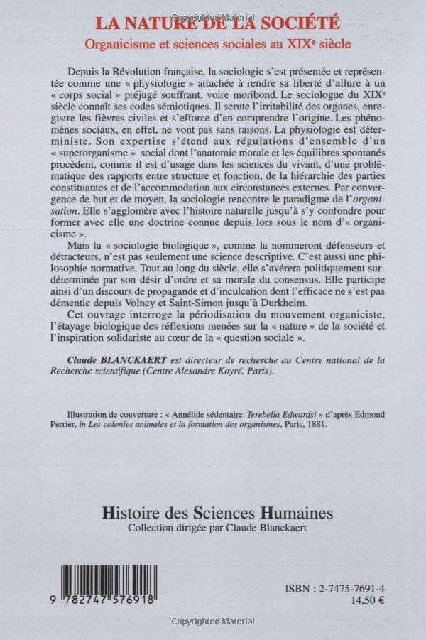 La nature de la société: Organicisme et sciences sociales au XIXe sicle (French Edition)