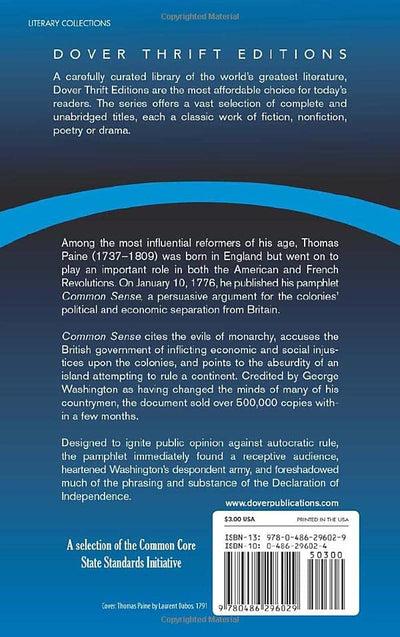 Common Sense (Dover Thrift Editions) (Dover Thrift Editions: Political Science)