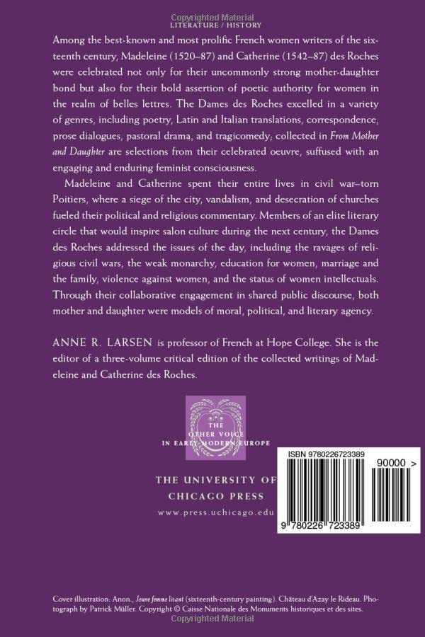 From Mother and Daughter: Poems, Dialogues, and Letters of Les Dames des Roches (The Other Voice in Early Modern Europe)