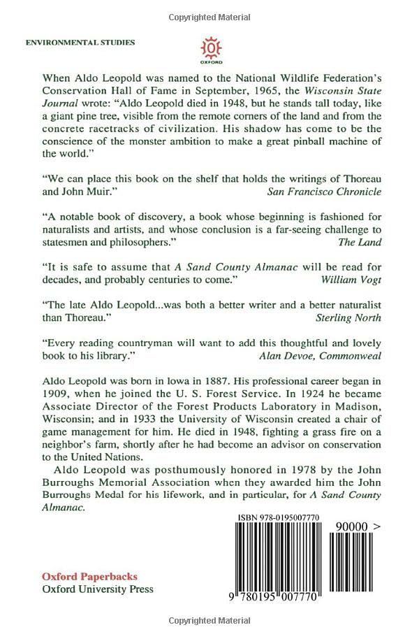 A Sand County Almanac and Sketches Here and There by Aldo Le