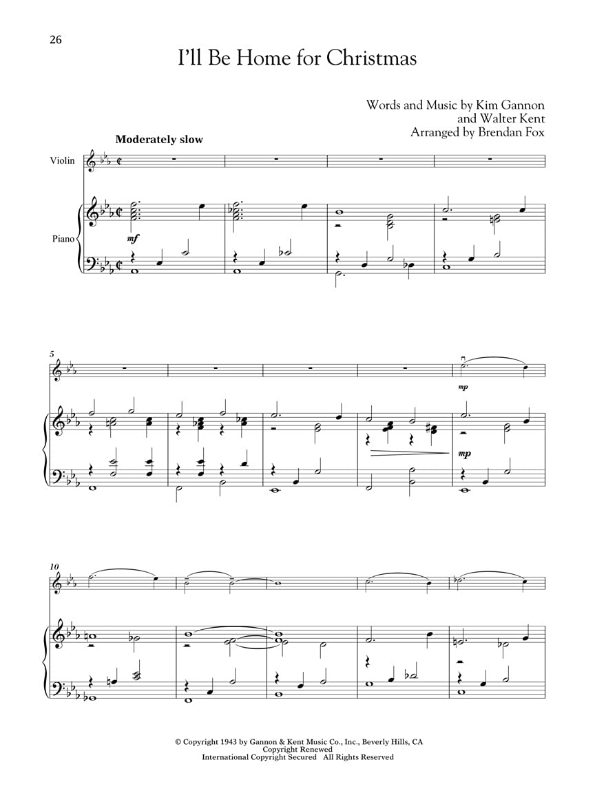 Christmas Songs for Classical Players - Violin and Piano 12 Holiday Favorites With online audio of piano accompaniments