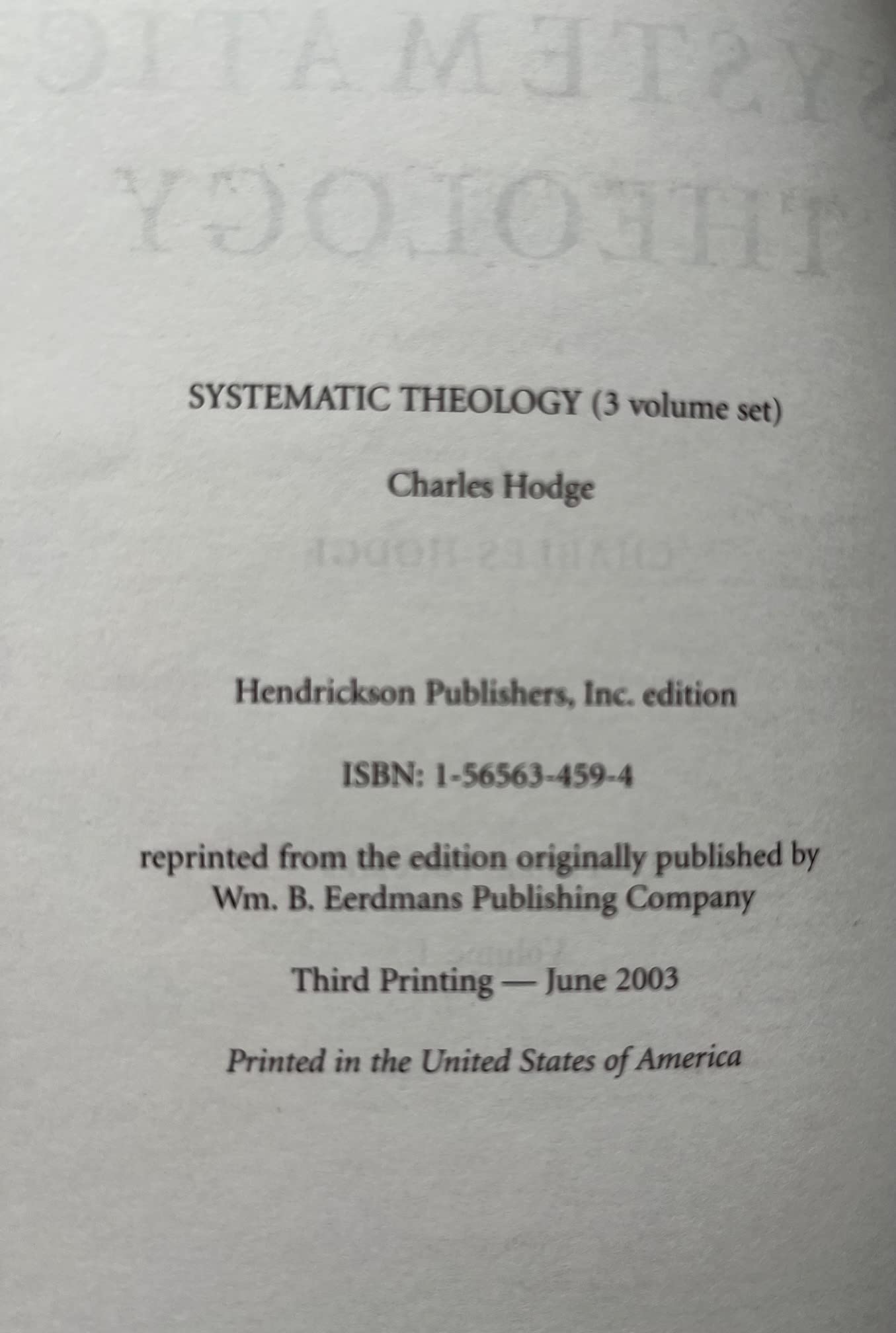 Systematic Theology (3-Volume Set) by Charles Hodge