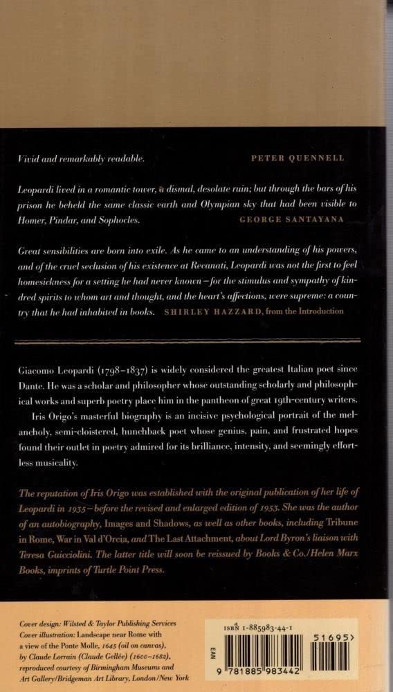 Leopardi: A Study in Solitude — back cover