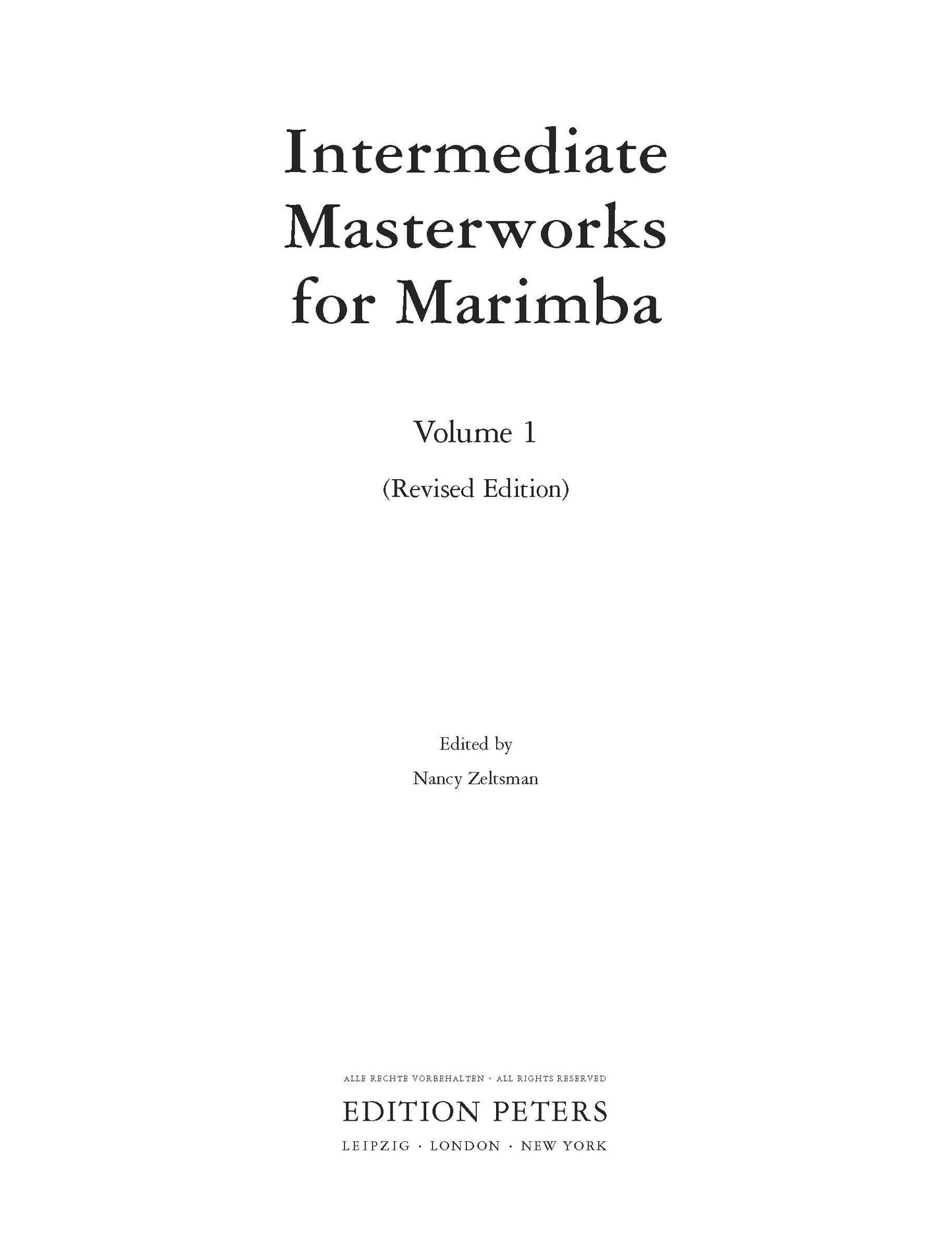 Intermediate Masterworks for Marimba (Edition Peters, 1)