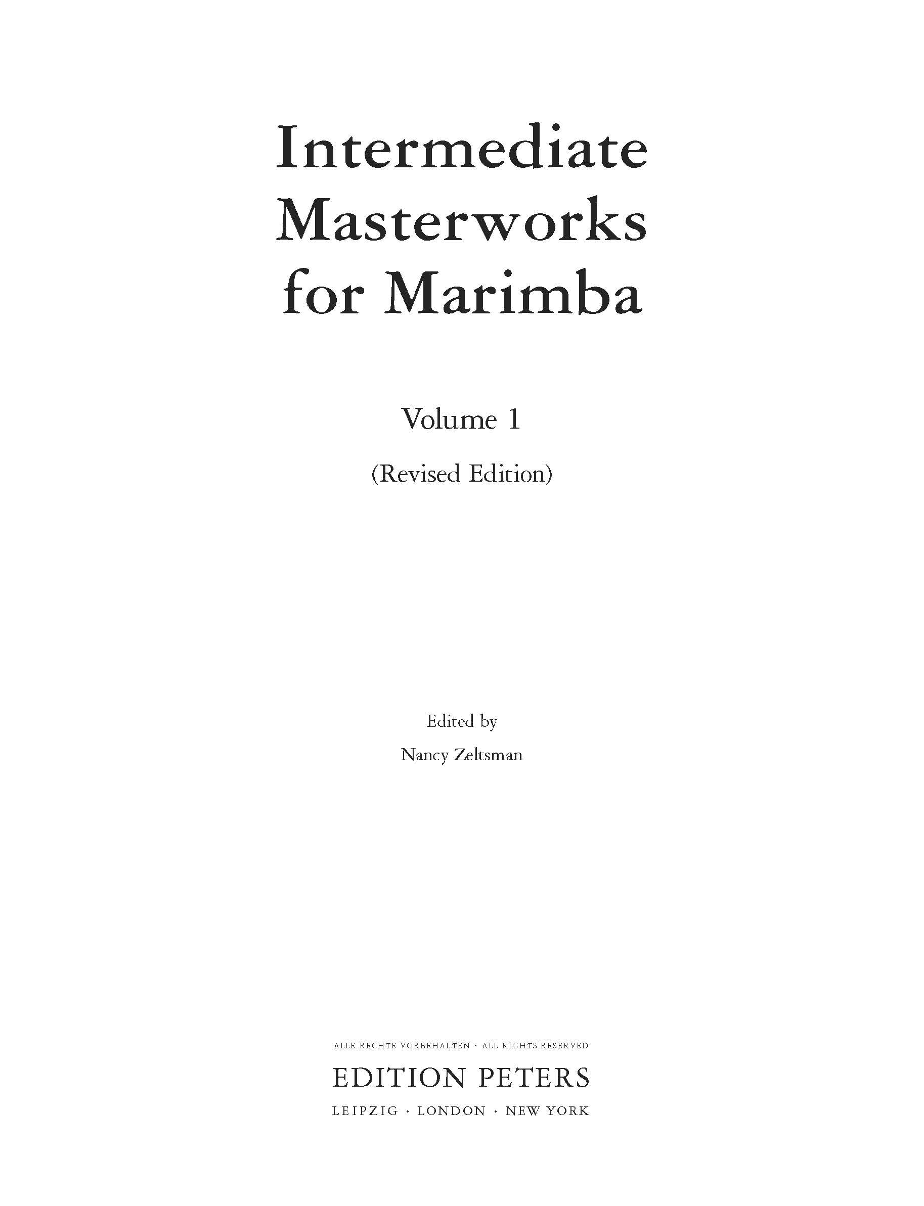 Intermediate Masterworks for Marimba (Edition Peters, 1)
