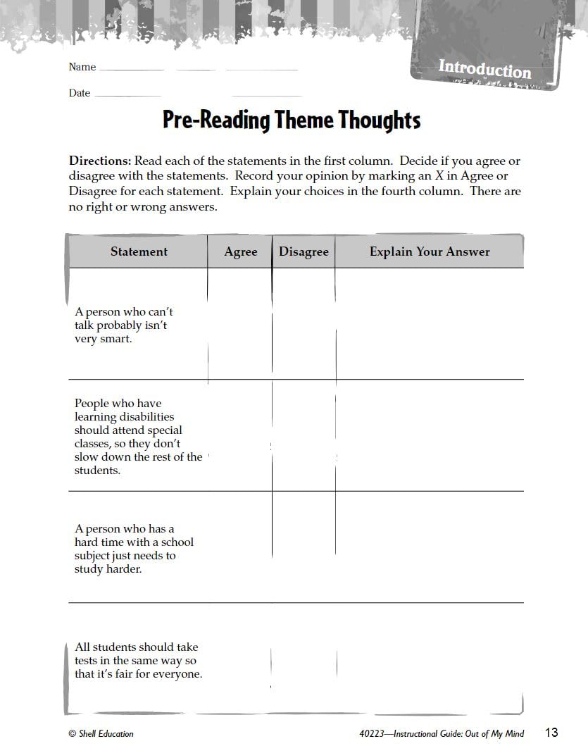 Out of My Mind: An Instructional Guide for Literature - Novel Study Guide for 4th-8th Grade Literature with Close Reading and Writing Activities (Great Works Classroom Resource