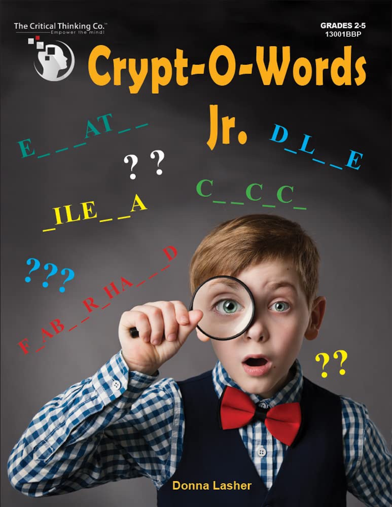 Crypt-O-Words Jr. - "Caught, not Taught" Vocabulary through Thinking Activities Kids Workbook (Grades 2-5)