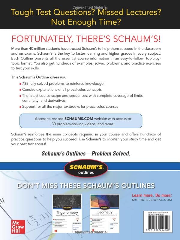 Schaum's Outline of Precalculus, Fourth Edition