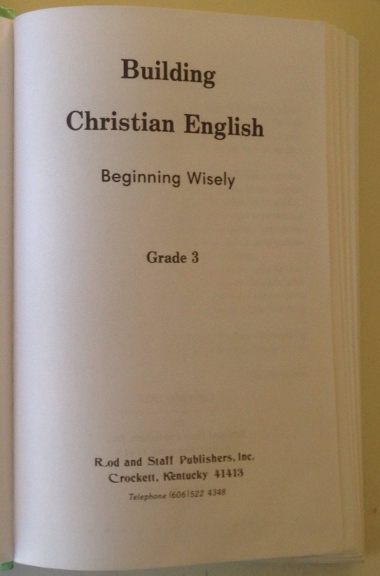 Beginning Wisely : English 3 — back cover