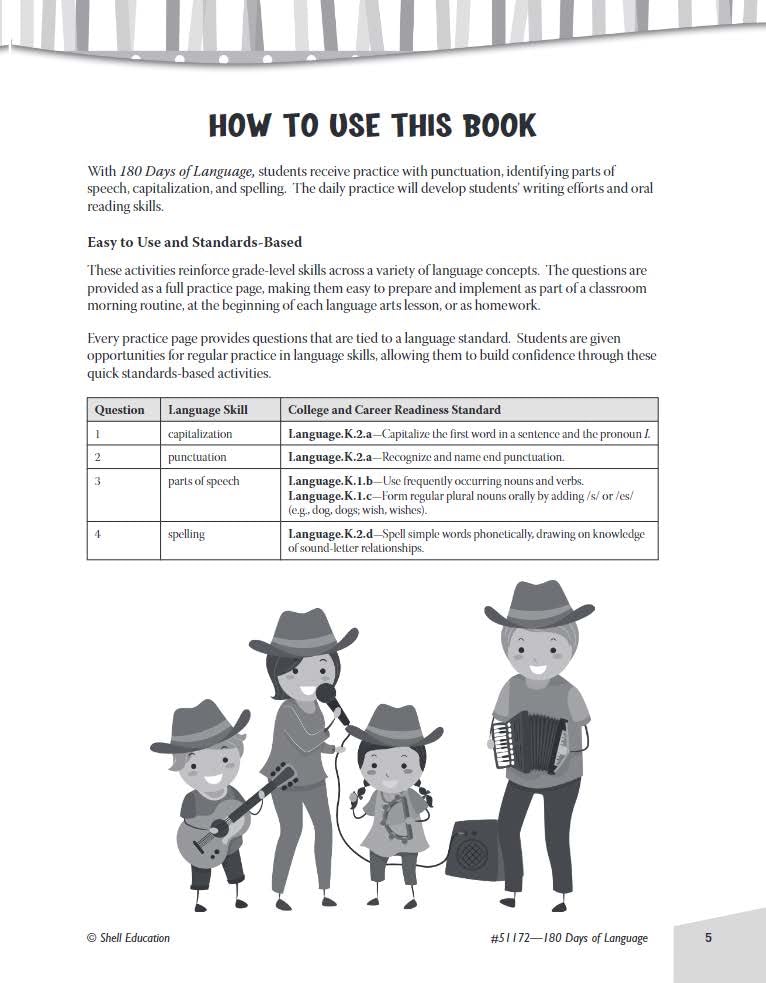 180 Days: Language for Kindergarten Practice Workbook for Classroom and Home, Cool and Fun Practice Created by Teachers