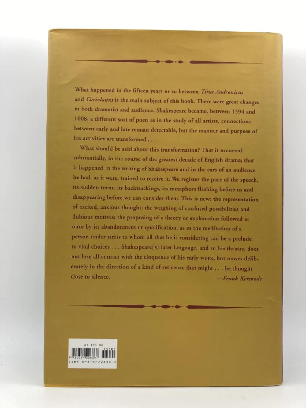 Shakespeare's Language by Kermode, Frank