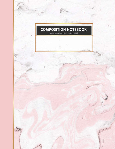 COMPOSITION NOTEBOOK College ruled l 8.5x11 in l 100 P: White MARBLE pink gold women notes book (composition notebook for women)