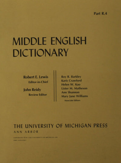 Middle English Dictionary (Volume R.4)