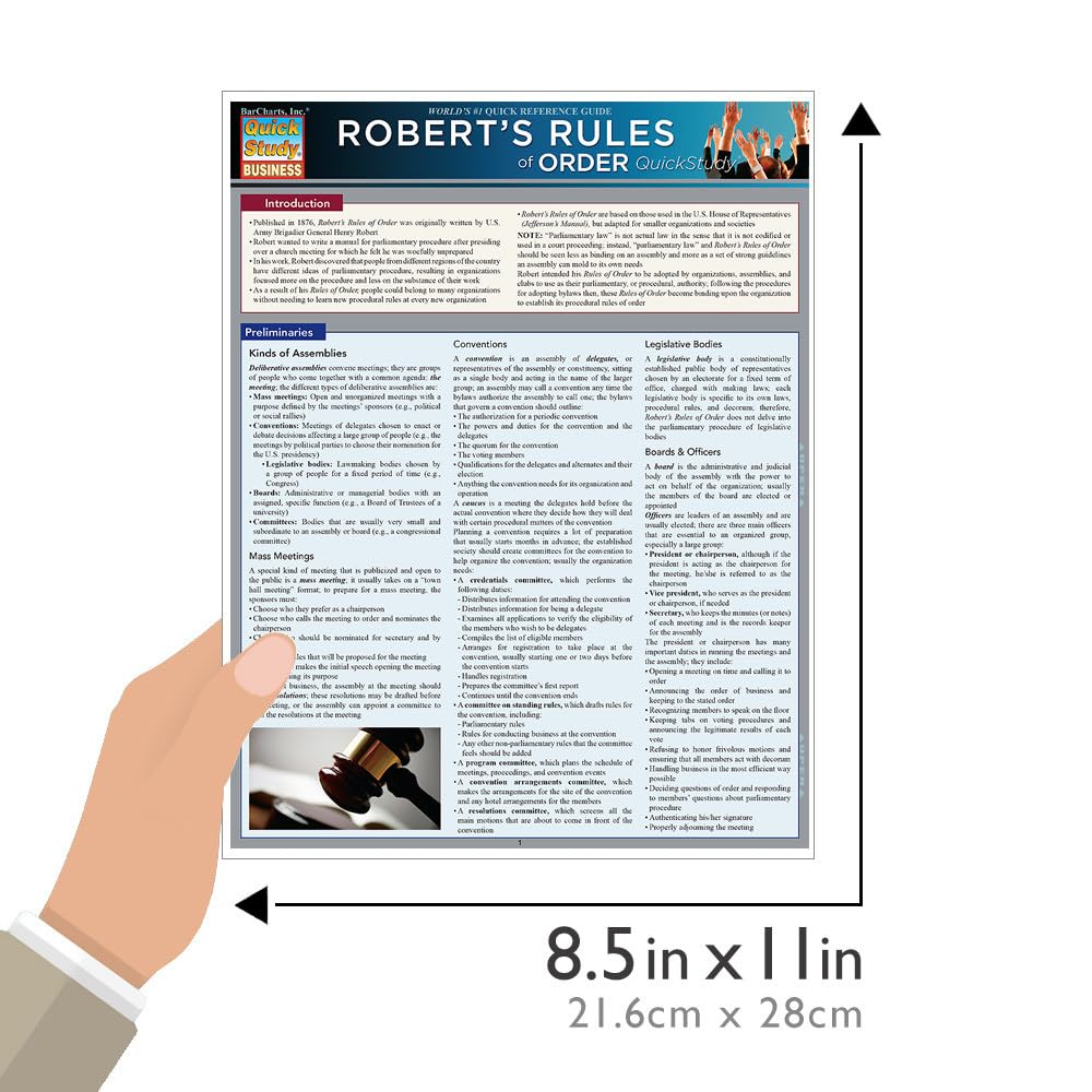 Robert's Rules Of Order: QuickStudy Laminated Reference Guide