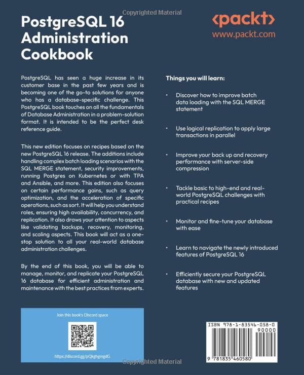 PostgreSQL 16 Administration Cookbook: Solve real-world Database Administration challenges with 180+ practical recipes and best practices